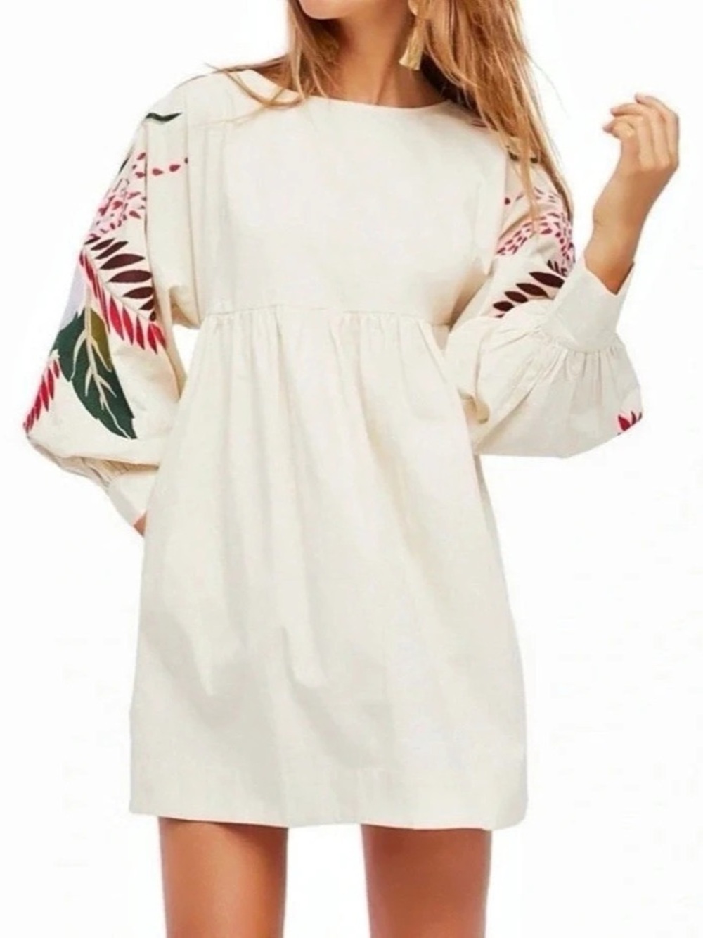 Free People Mini Obsessions Mini Dress Embroidered Floral Size L